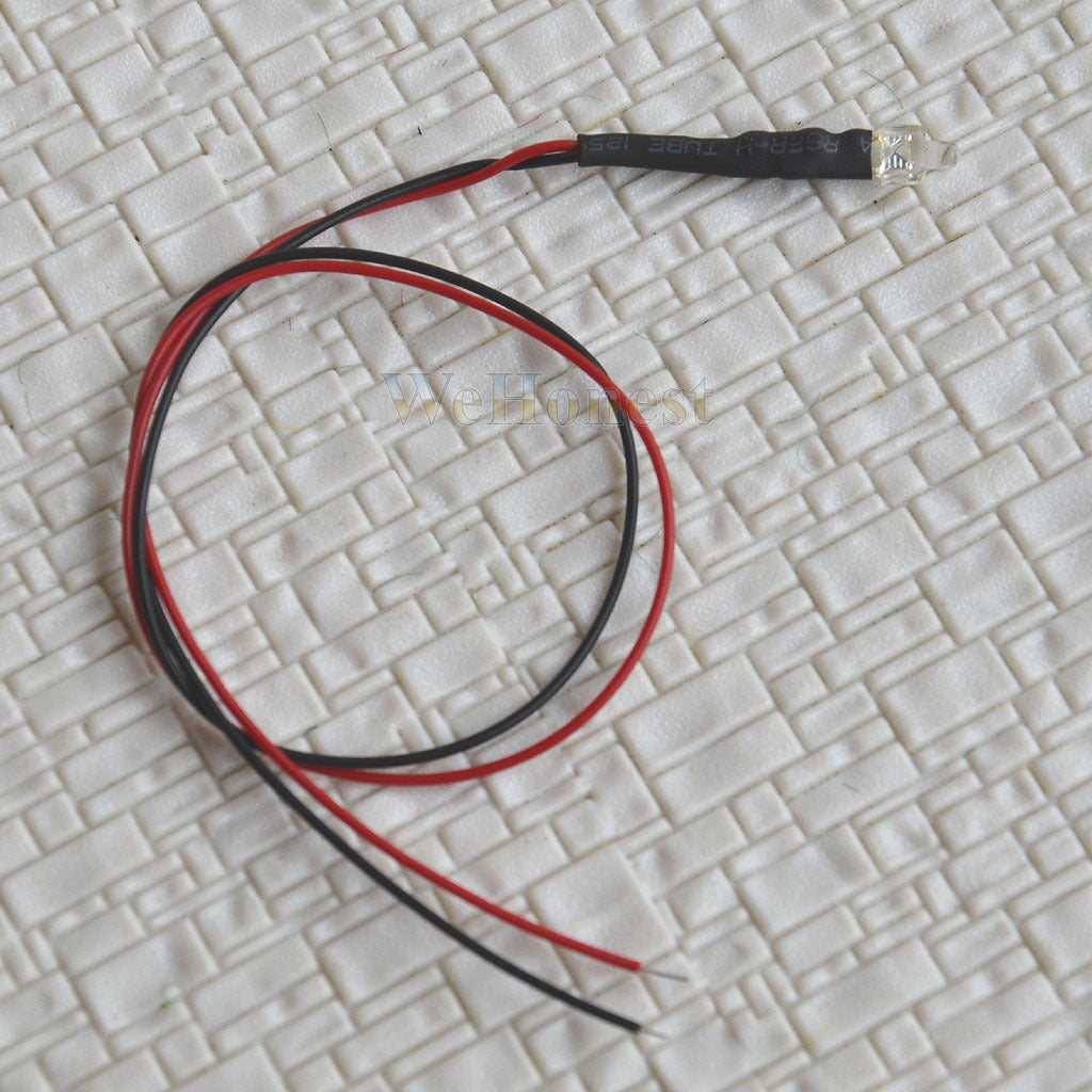 20 pcs Pre-Wired Round 2mm clear white LEDs prewired resistor for 12V - 16V use