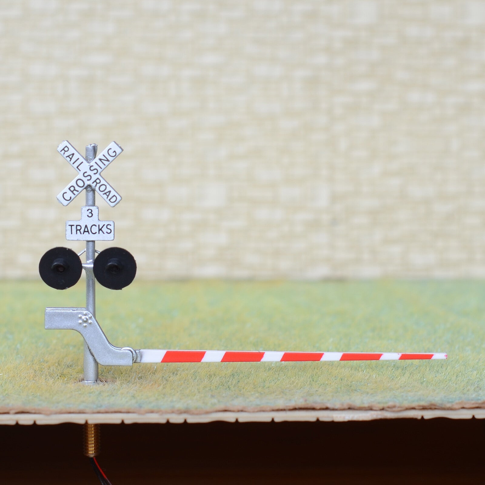 2 x HO scale railroad crossing signal arm gate stop lever flasher 3 tracks #CB23