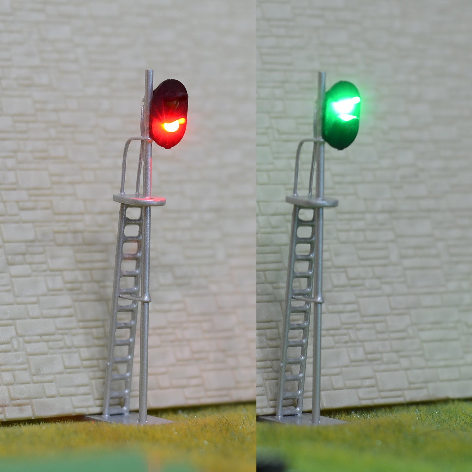 Sale 1 x HO / OO Scale Model Train Block Signals Railroad LED Light Silver #S2MD