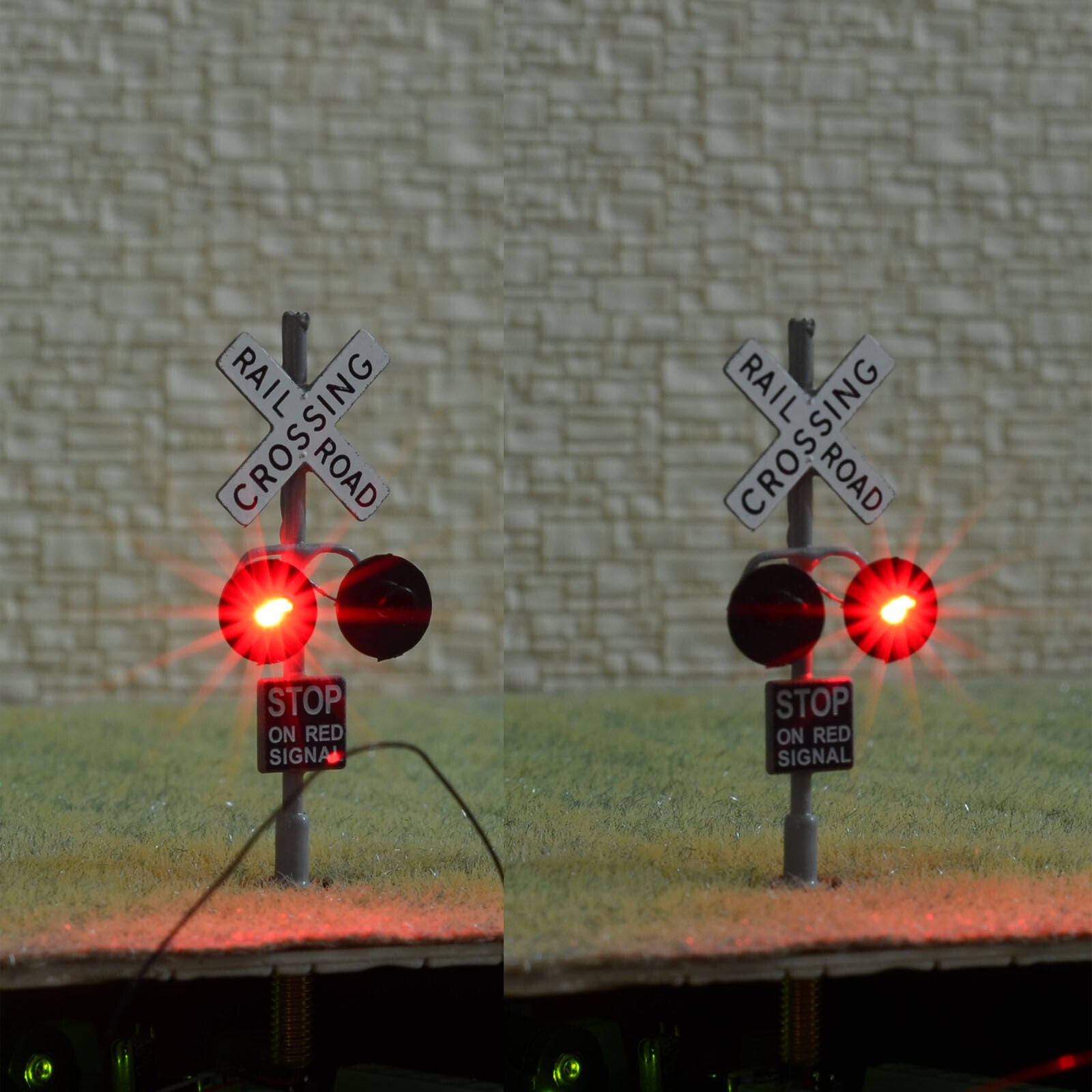 1 x HO scale railroad grade crossing signals common+ LED made single sides #G2C