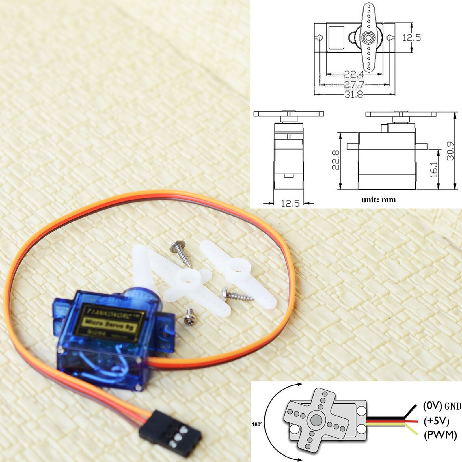 1 x SG90 mini servo with Acrylic bracket installer for crossing signal gate arms
