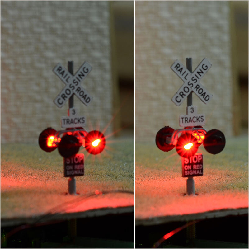 1 x HO scale 3 tracks grade crossing signals common+ LED made 4 target face #3G4