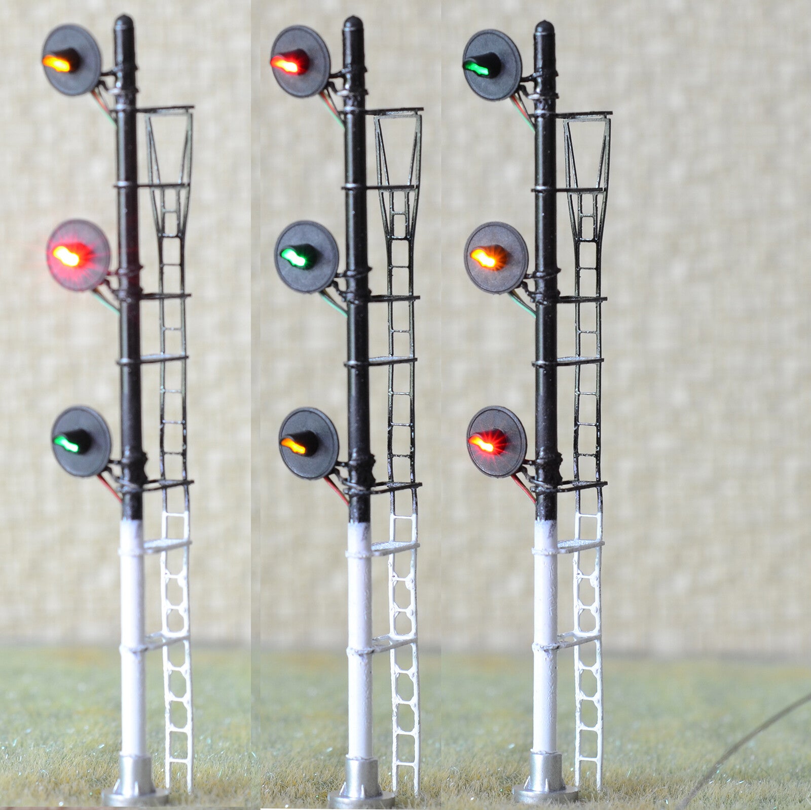 1 x HO scale model railroad 3-colors searchlight signal metal block 3 head #HB13