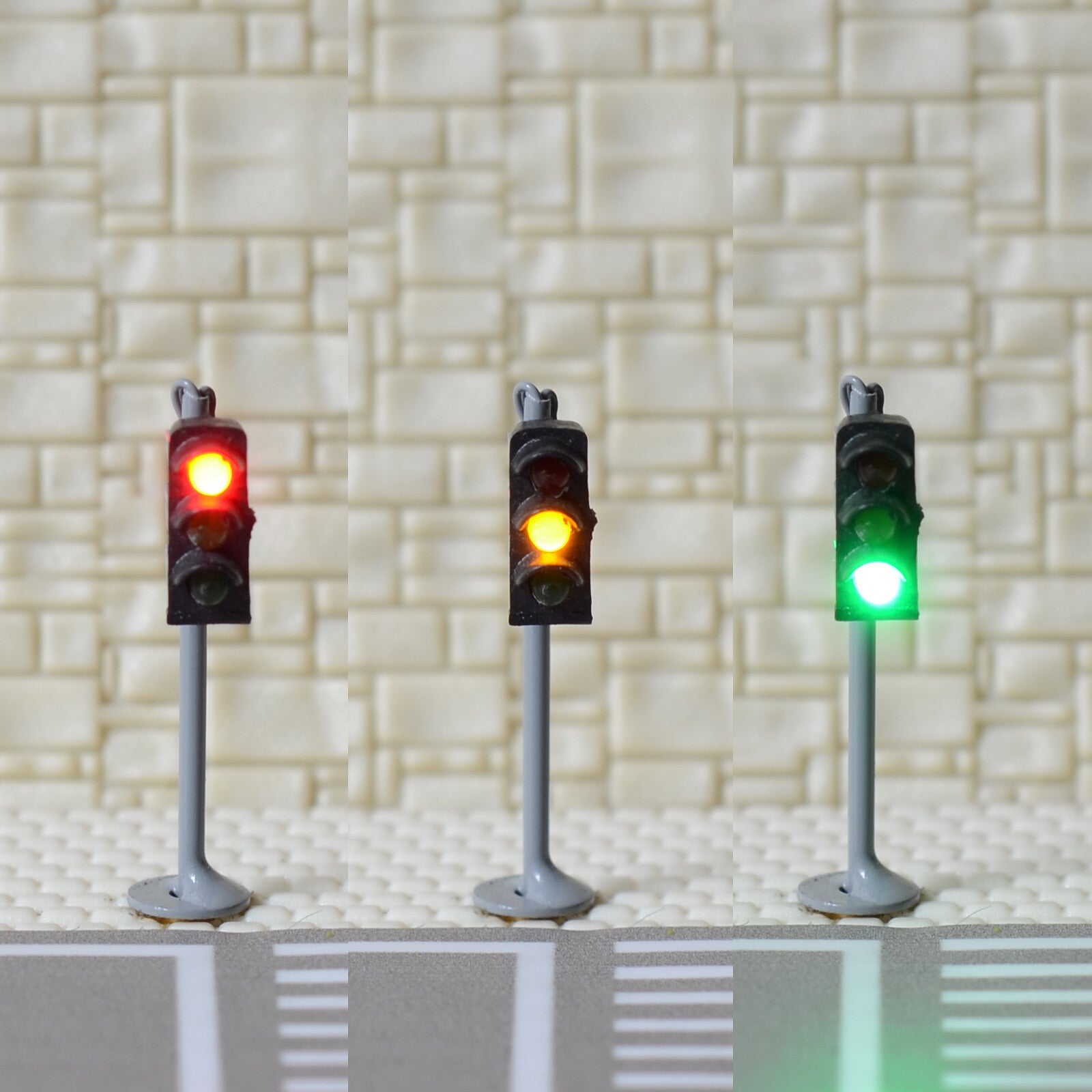 2 x traffic signal light N scale model railroad crossing walk pedestrian #GR3N