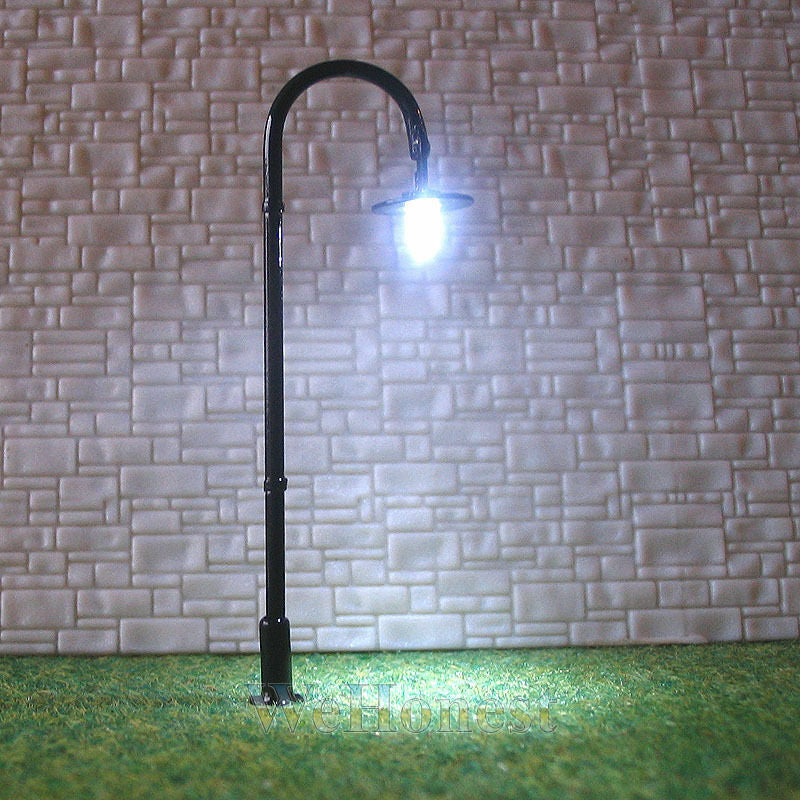 5 x HO scale model lamp LED lamppost antique cold street light + resistors #L005