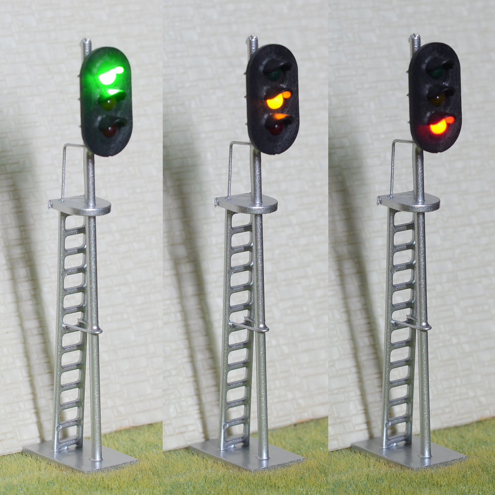 1 x O Scale Model Train block signals 3 aspects Railway LED Light Silver #48S3RS