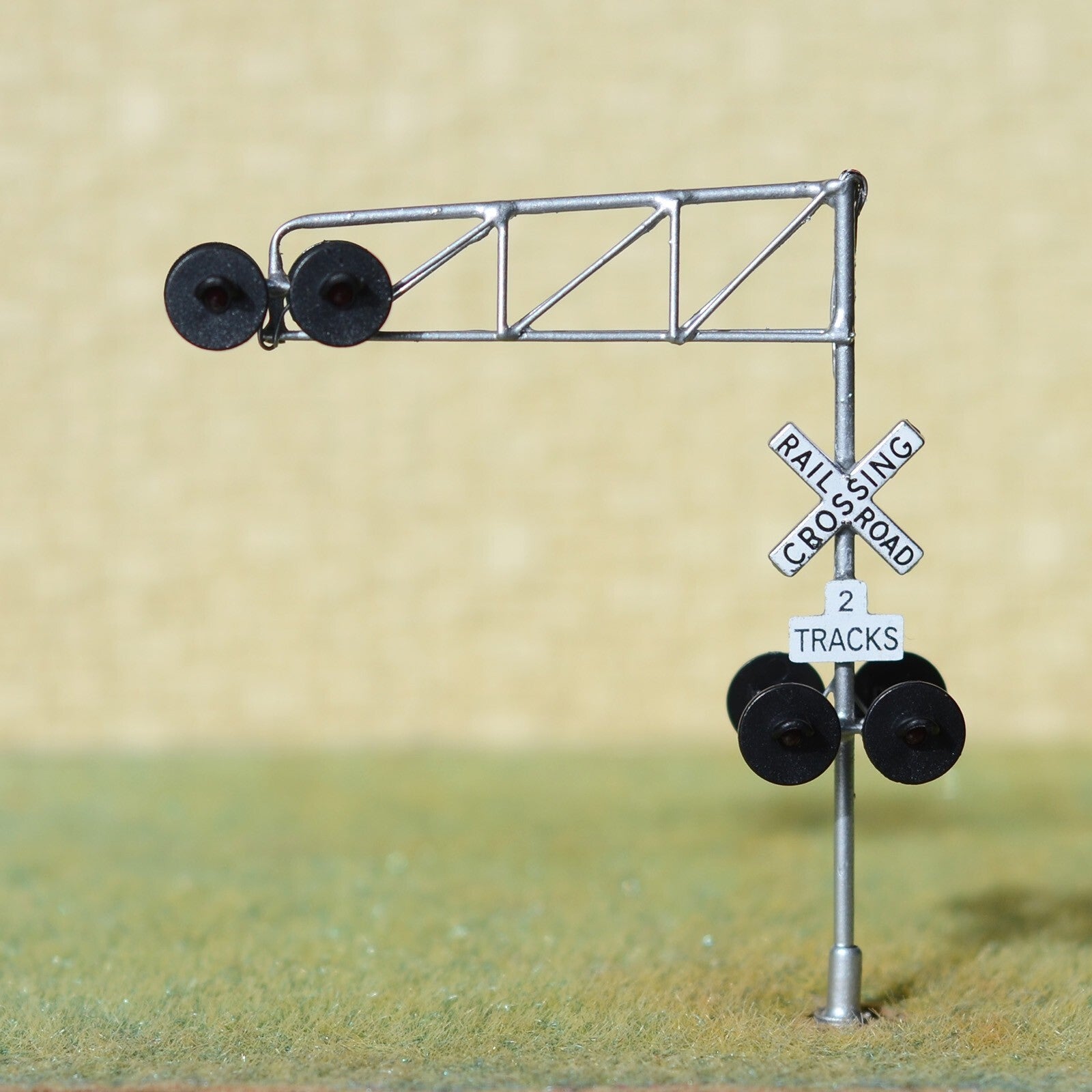 1 x HO scale model railroad cantilever grade crossing signal 2 tracks #C27