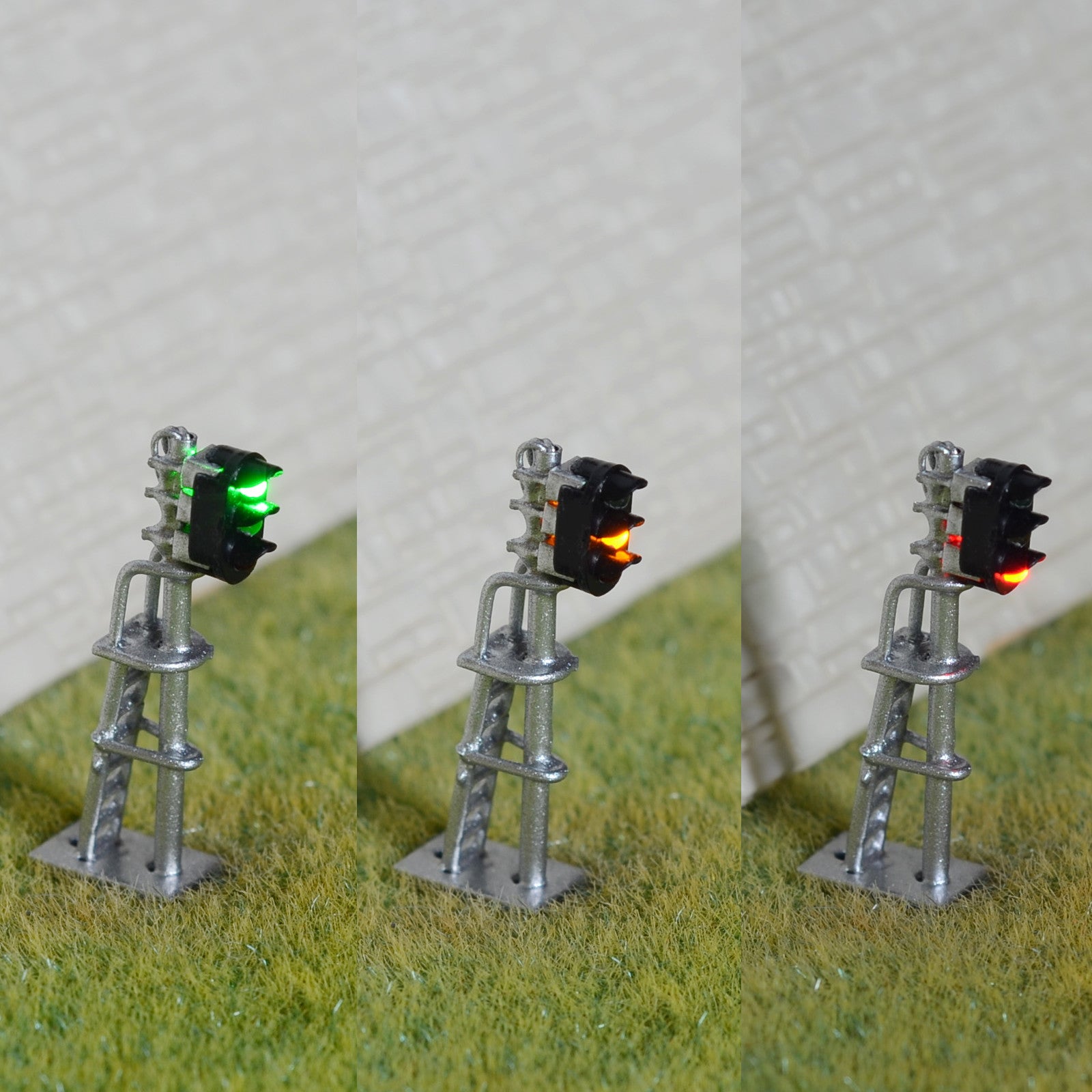 1 x N scale model train block signals railway LED light 3 aspect silver #160S3MD
