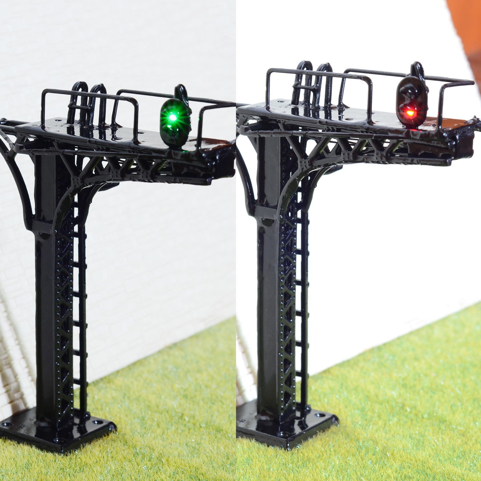 1 x HO / OO black Cantilever Signal Bridge LEDs 2 aspects single Track left side
