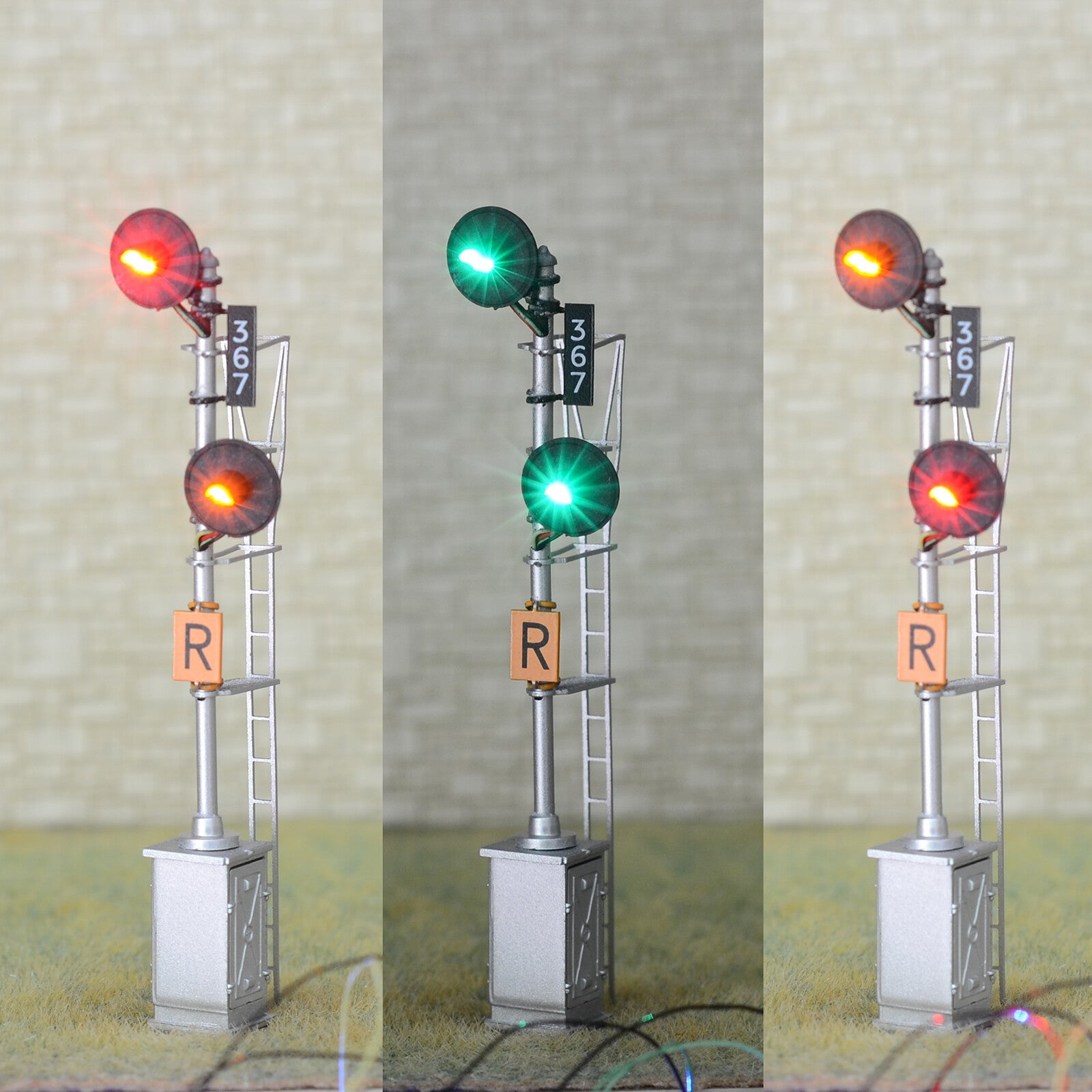 1 x HO scale 2 head searchlight lower offset distant / intermediate signal #OF17