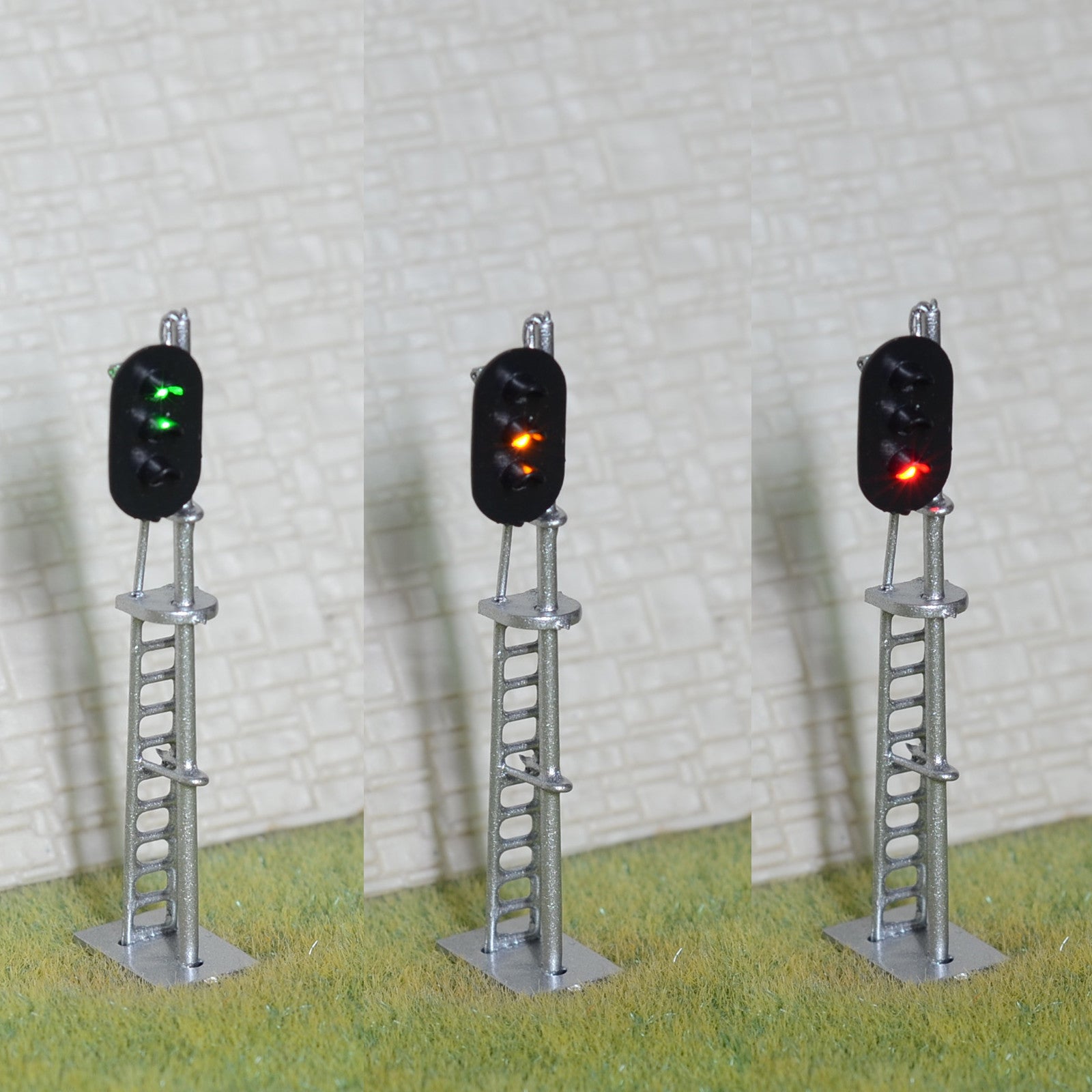 1 x HO scale model train block signals railway LED light 3 aspect silver #87S3RS