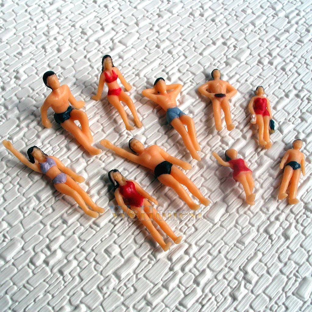 20 pcs Swimming figures O gauge 1:48 painted beach People