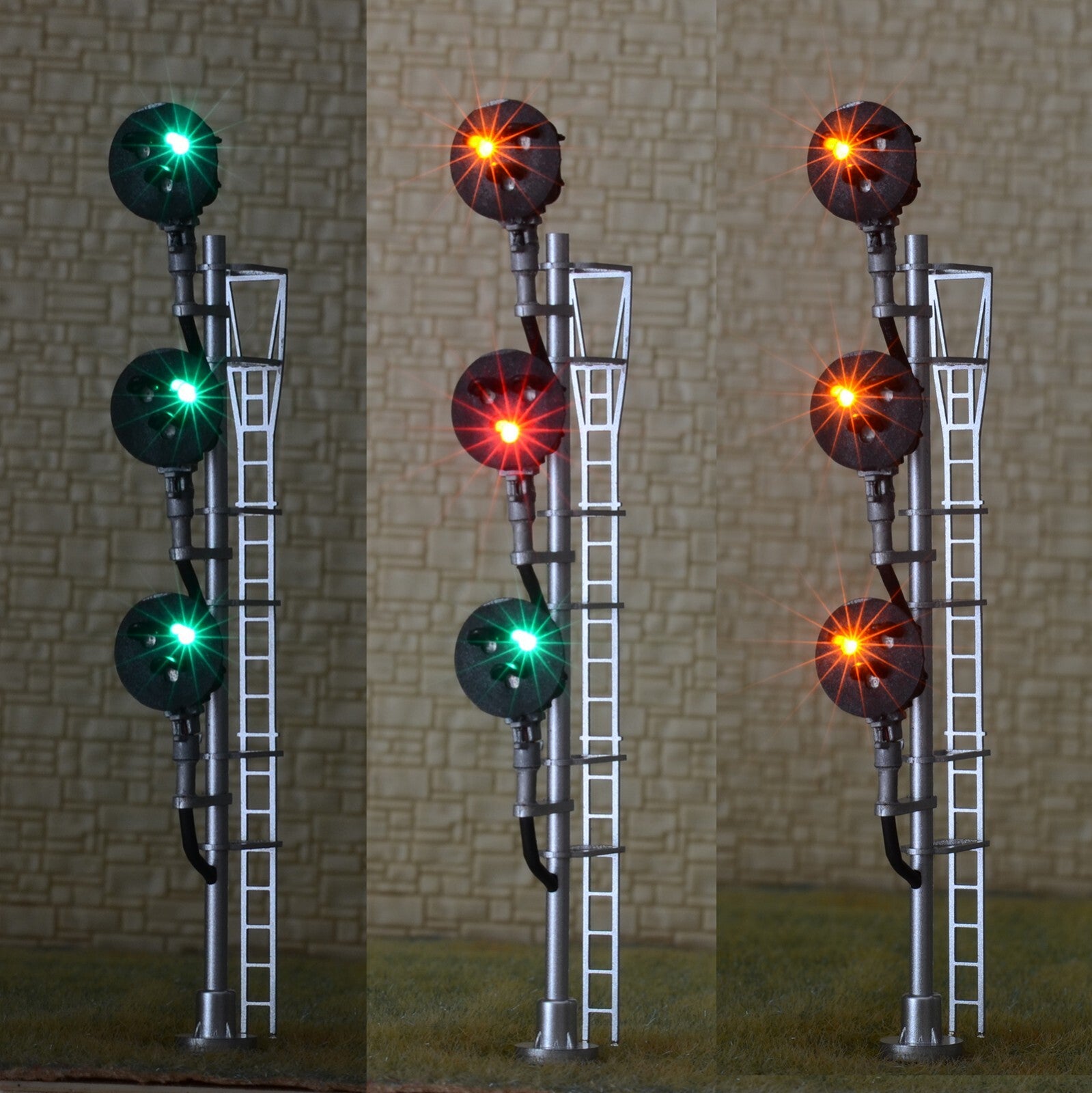 1 x HO scale model railroad tri-light type G block signal metal 3 targets #GS3