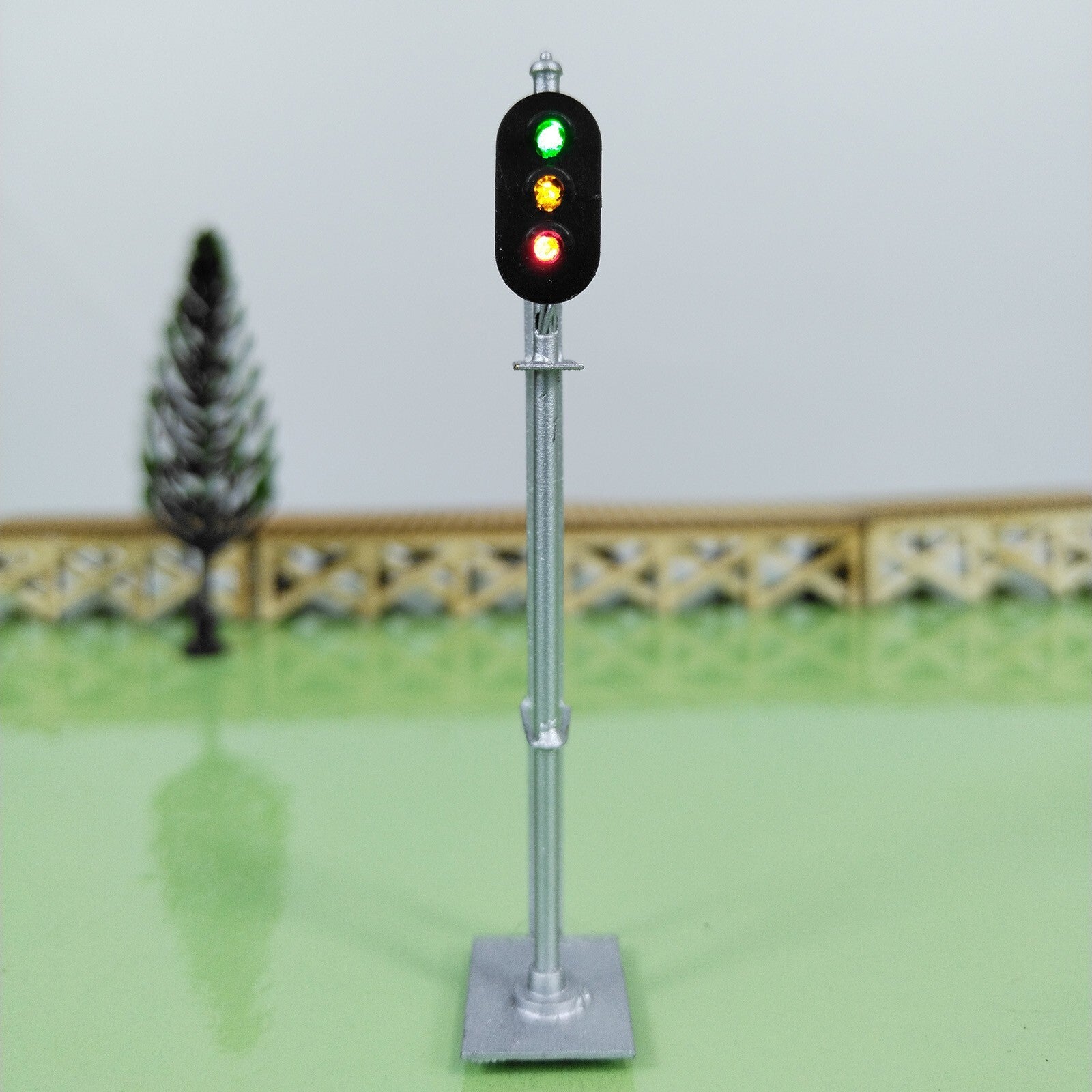 1 x HO scale model railroad 3 aspects block signal LED 3 colors silver #K03Sr