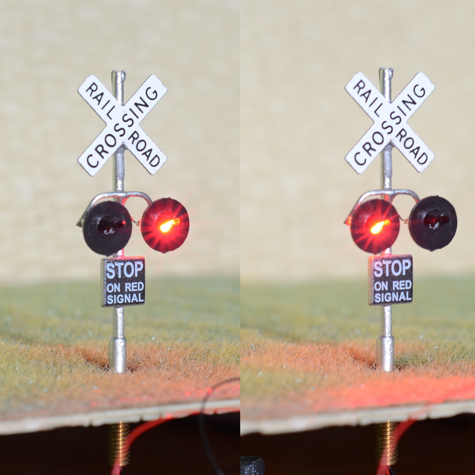 1 x HO scale railroad grade crossing signals common+ LED made 4 target face #S2C