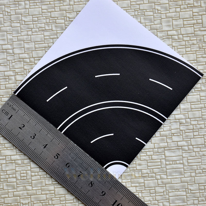 16 pcs N scale Black Curve ROAD STRIP self stick 1/4 circle 4cm wide 