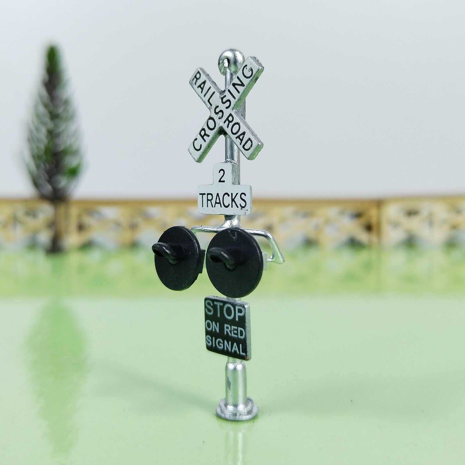 1 x HO scale railroad grade crossing signals LED made with bell sign #SL22WB