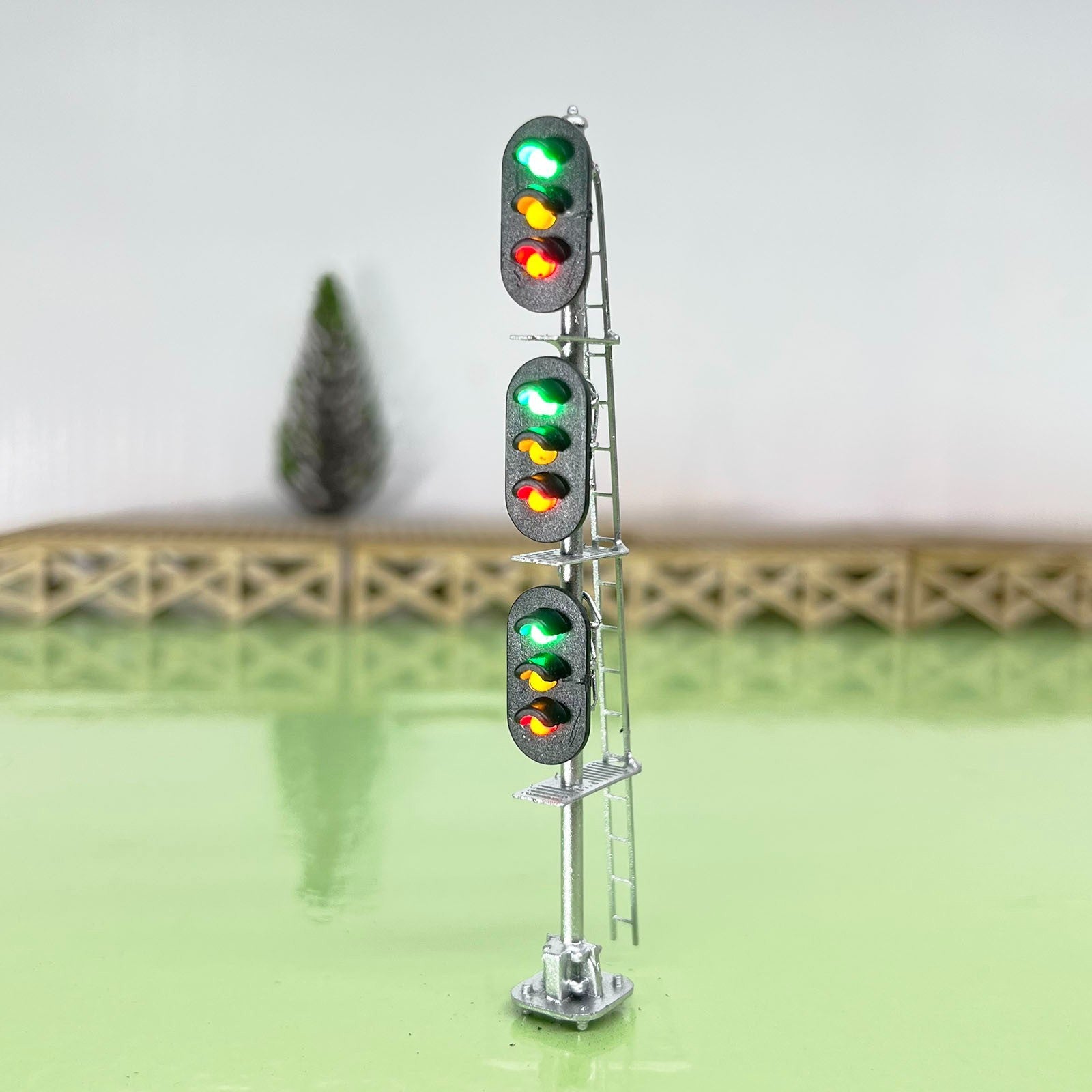 1 x HO scale model railroad block signal 3 heads distance metal #BS333skSL