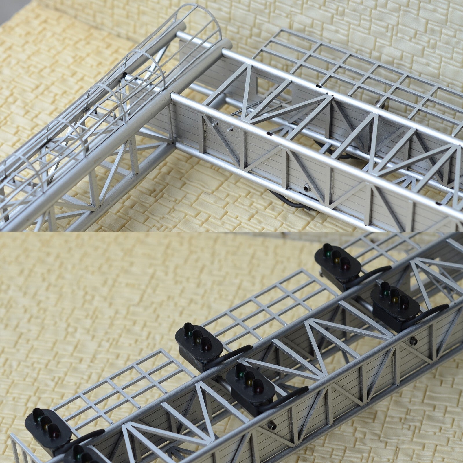 1 x HO scale model 3 colors block cantilever signal bridge 6 aspects steel #CS6B