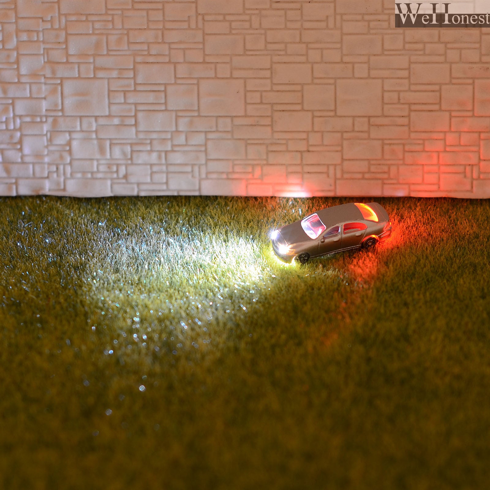 10 x Z Scale Model Train Scenery Lighted Cars with Head Lights and Tail Lights