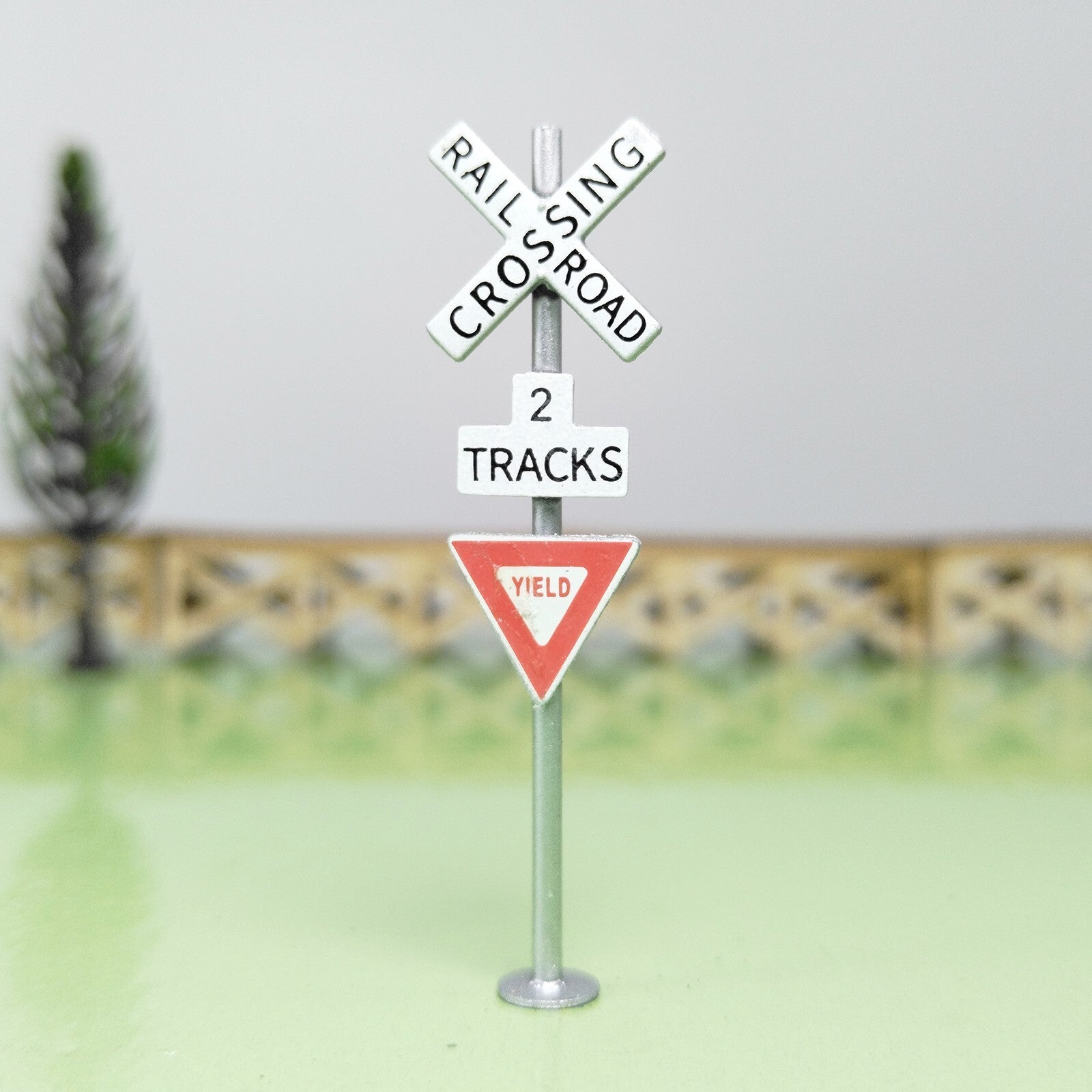 2 x HO scale railroad warning sign yield crossing 2 TRACKS sign trackside #CY2T