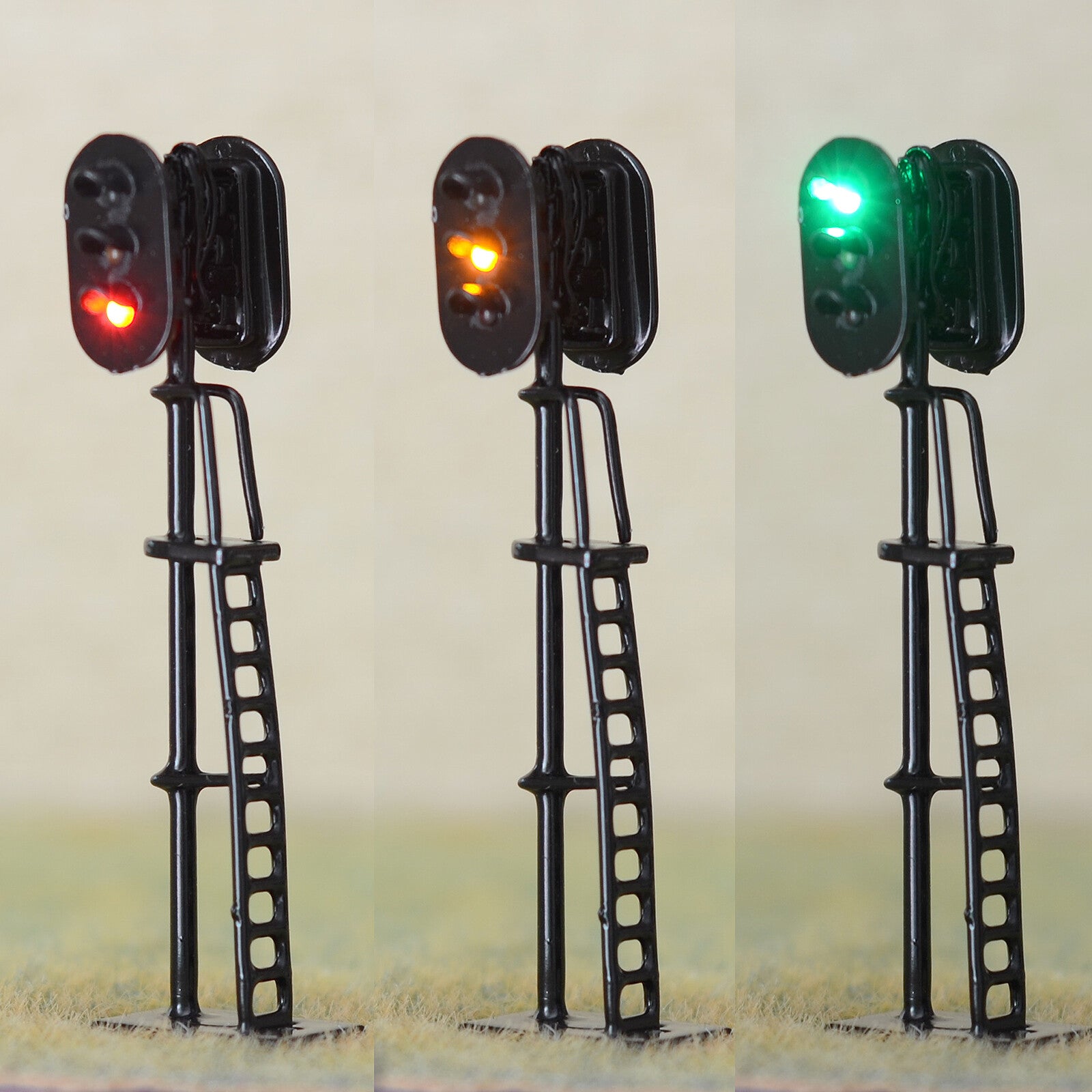 1 x HO scale model 3 colors block signal both opposite directions 2 heads 