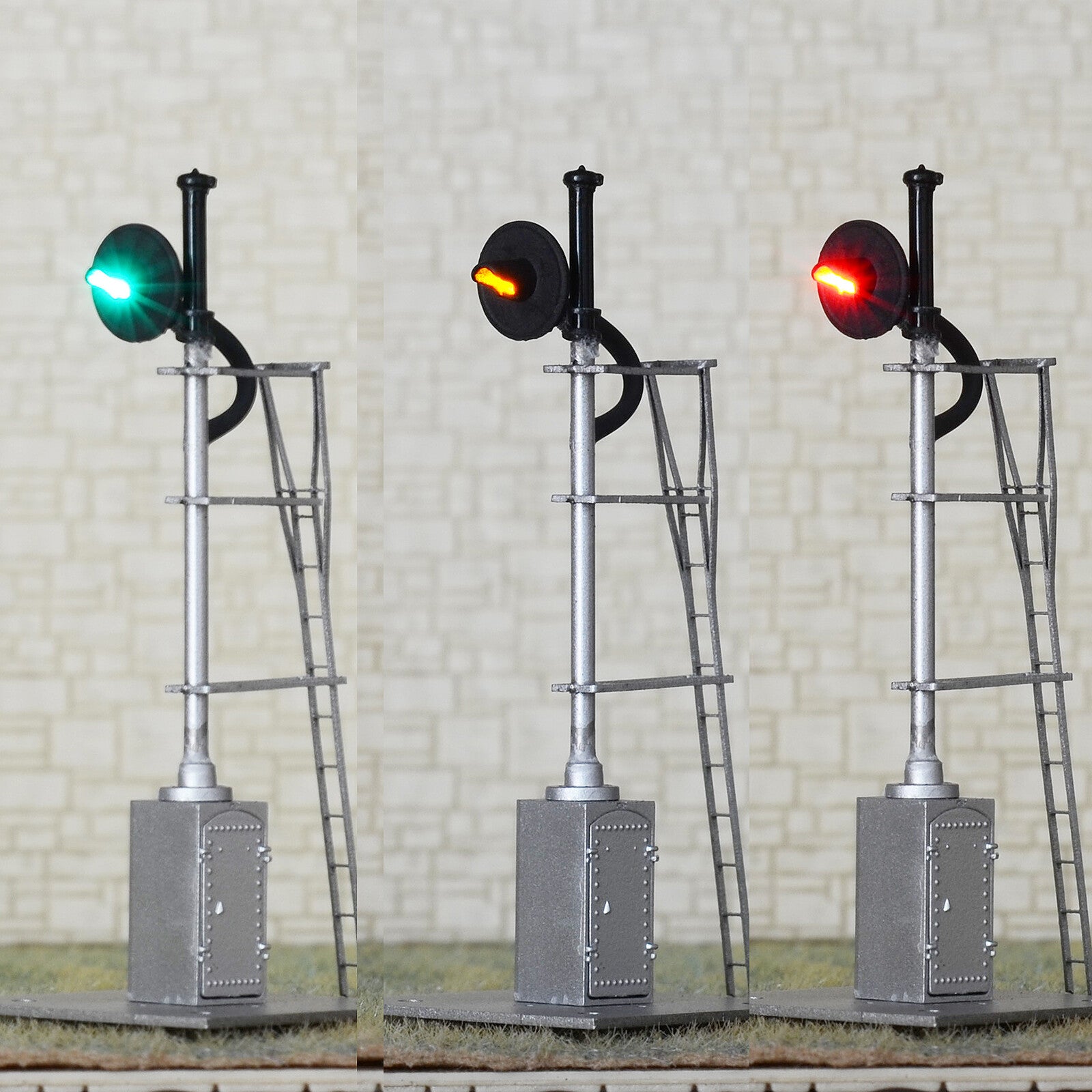 1 x HO scale model railroad tri-color searchlight signal fine metal cabinet #06