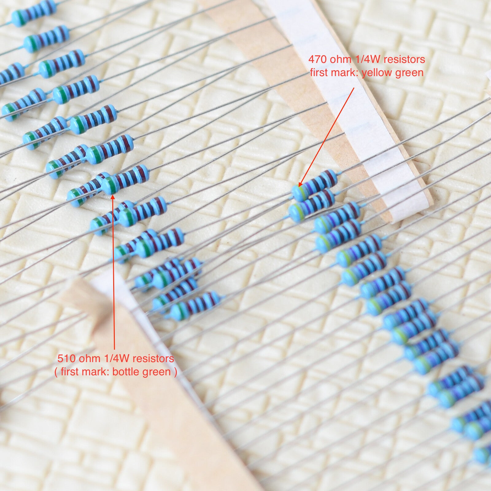 30 x assorted resistors for multi-head block searchlight signal 470/510 ohm 1/4W