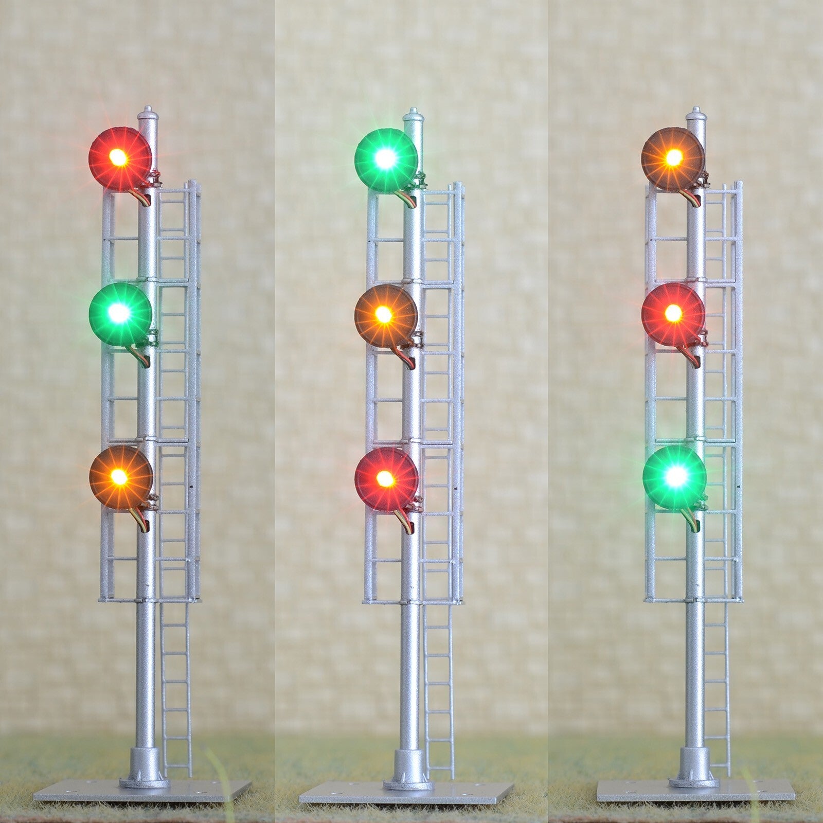 1 x HO scale model 3 colors SMD LED searchlight signal light metal 3 heads #Z3SL