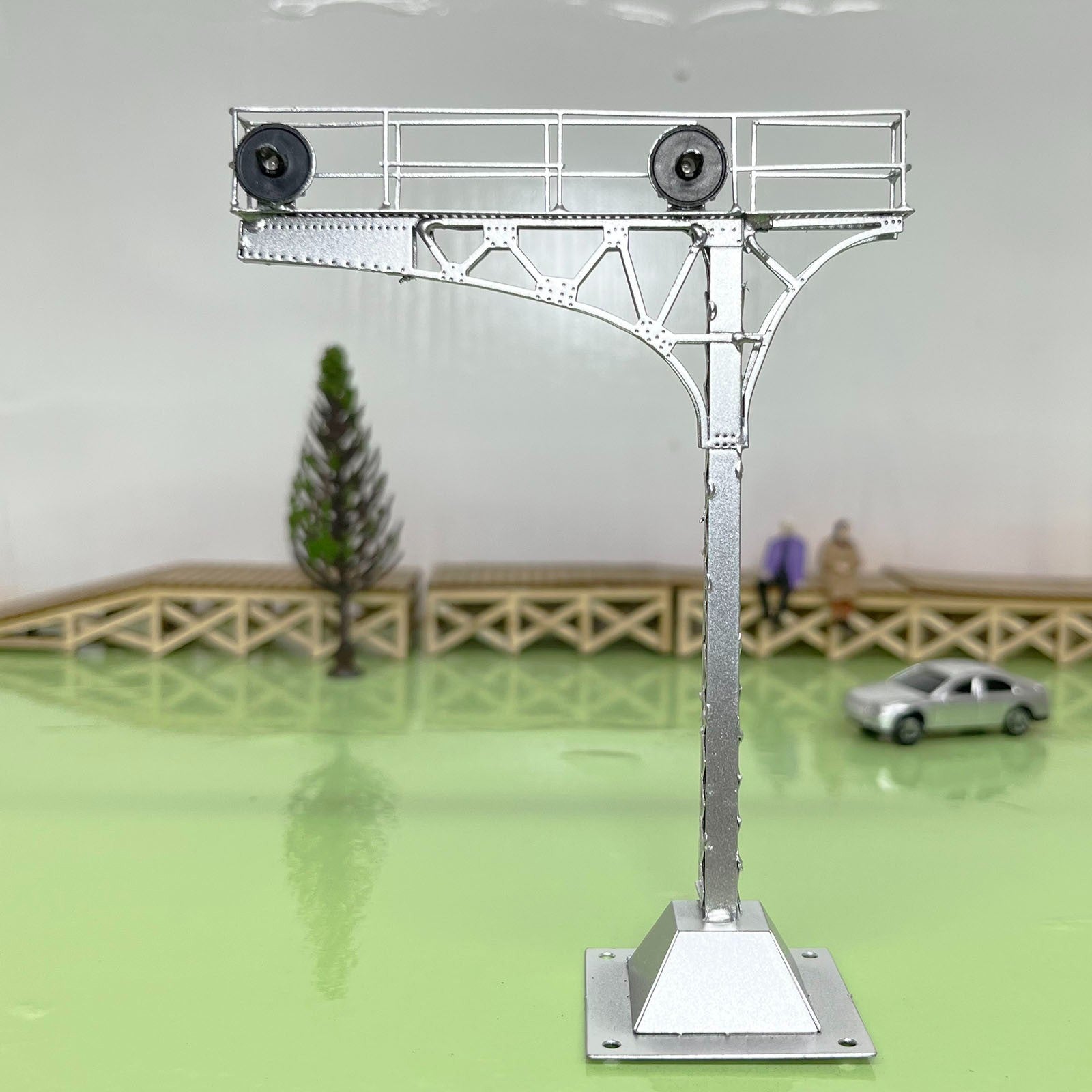 1 x HO scale cantilever LED searchlight signal 2 targets 3-colors metal #SKcs11