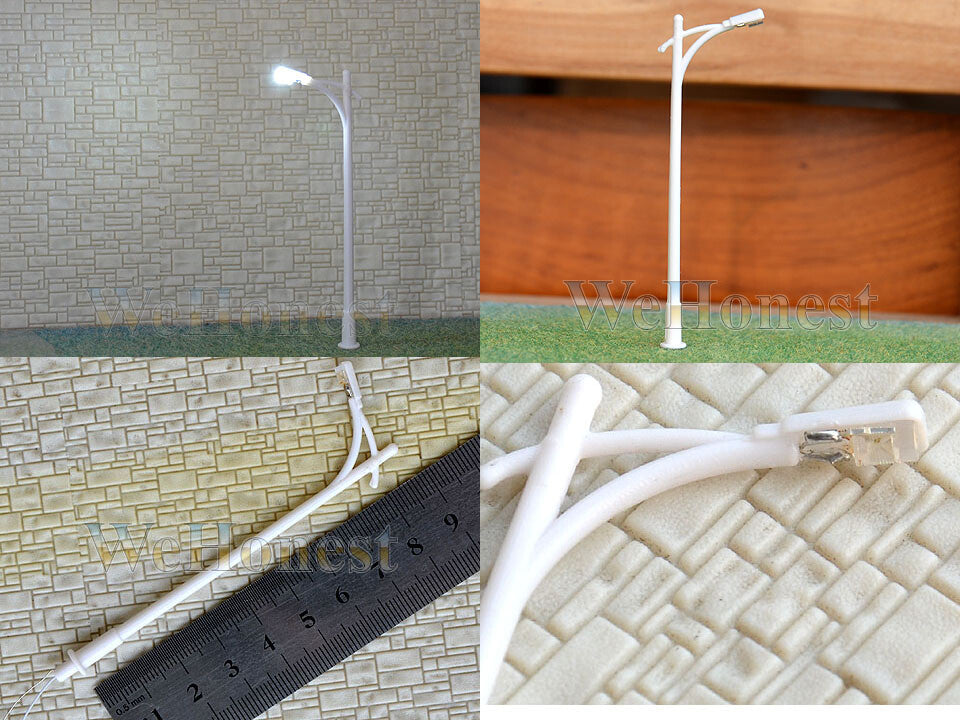 10 x HO scale LED modern street light model train railroad path lamp post #S100