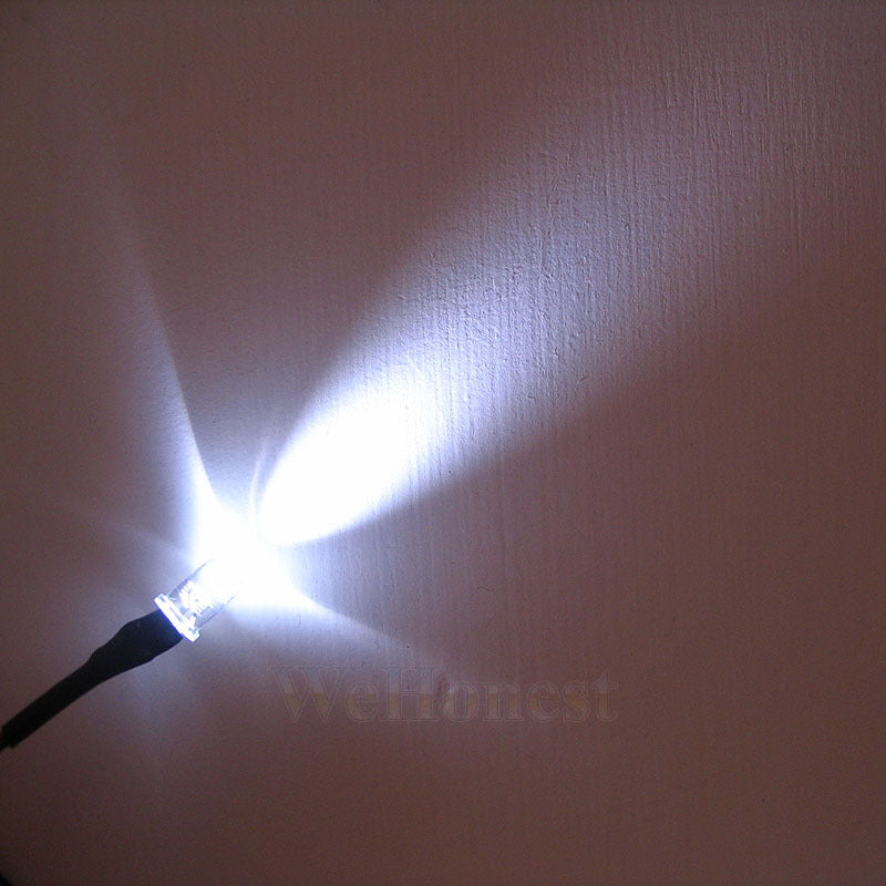 20 pcs Pre Wired 5mm Clear LEDs with White Light for DC12V - DC16V
