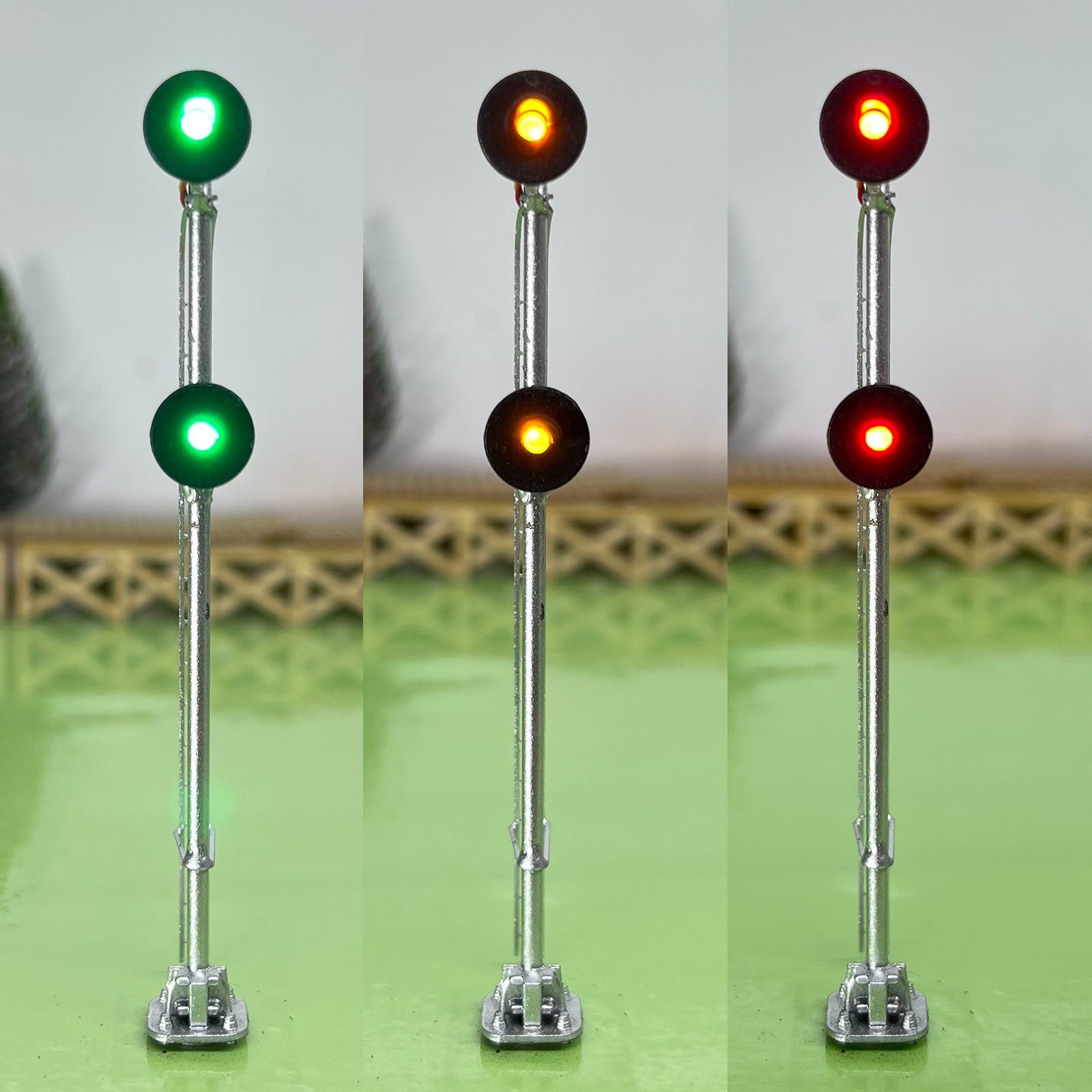 1 x HO scale model railroad tri-color searchlight signal LED metal #DL02skSL