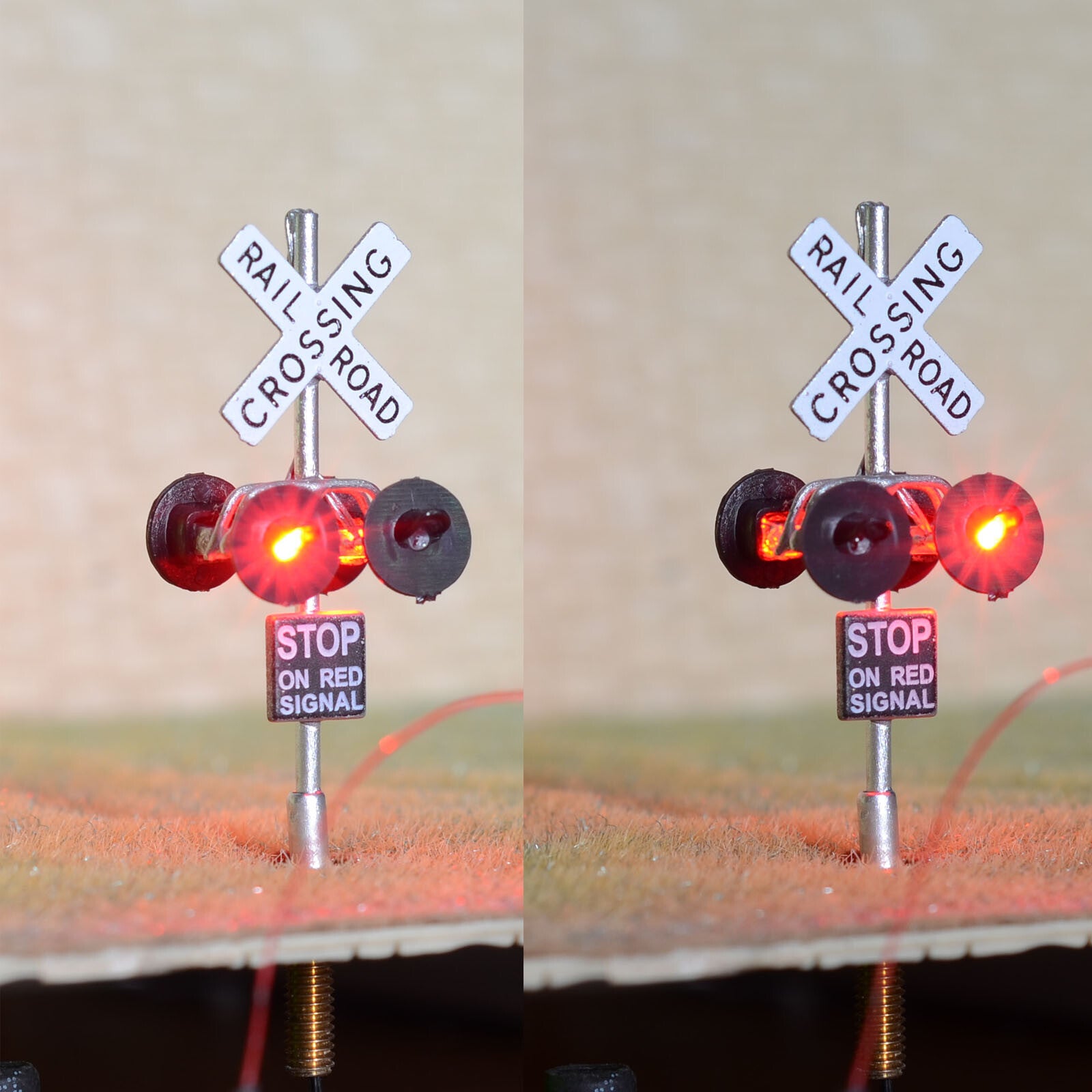 2 x HO scale railroad grade crossing signals + 1 circuit board flasher #S4C