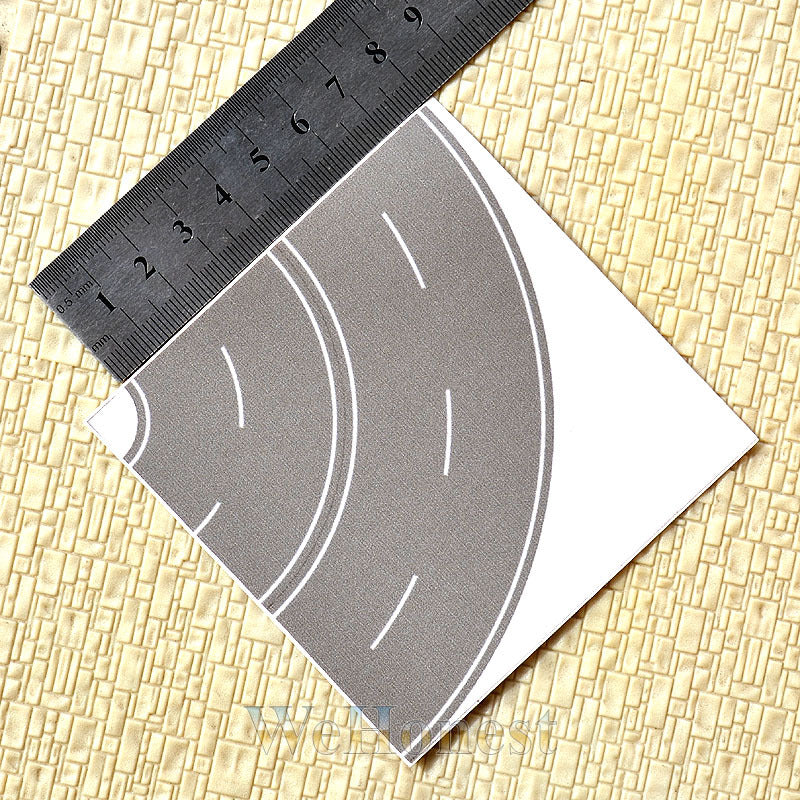 16 pcs N scale Grey Curve ROAD STRIP self stick 1/4 circle 4cm wide 