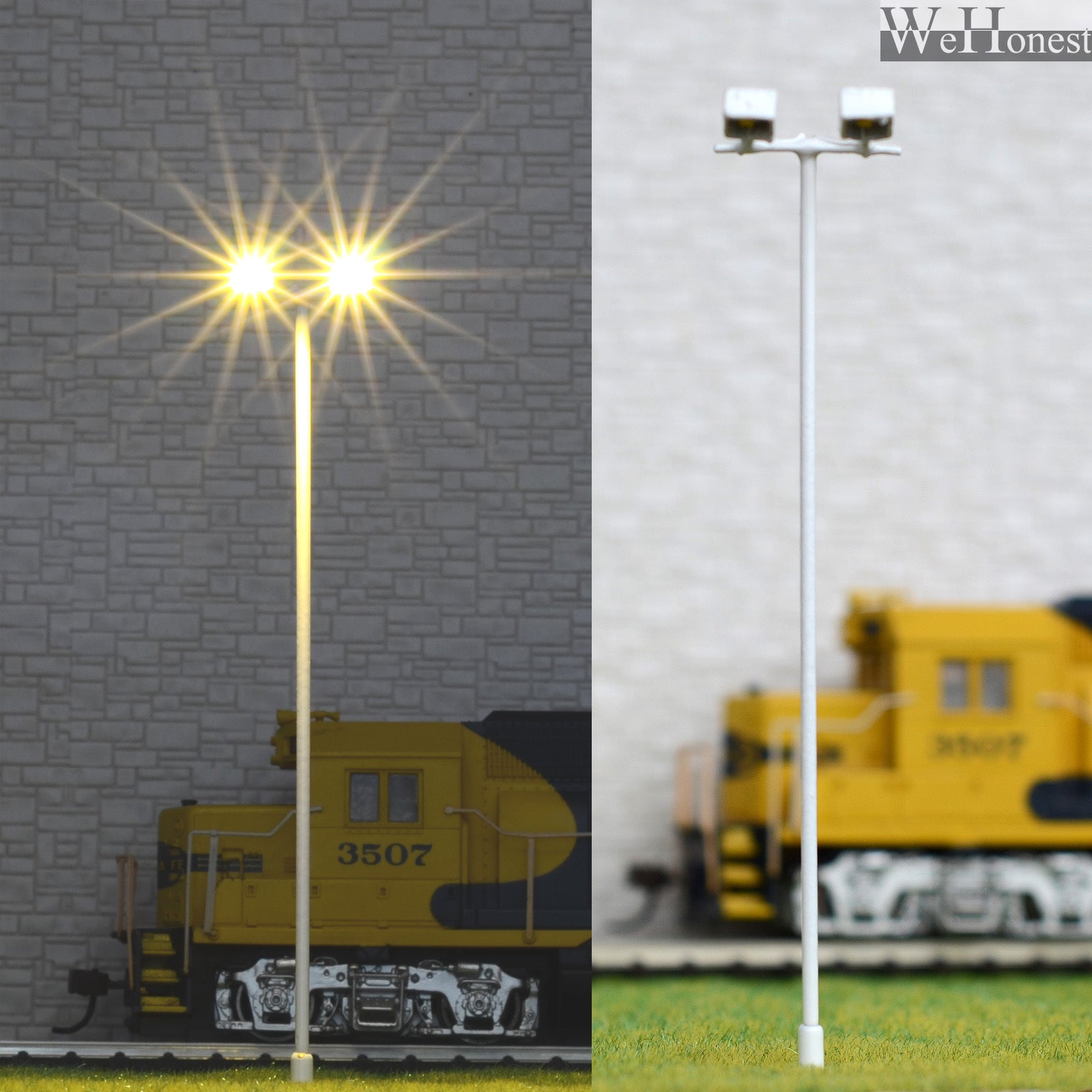 6 pcs HO/OO Model Floodlight warm white LED made Plaza Lamppost longlife #012