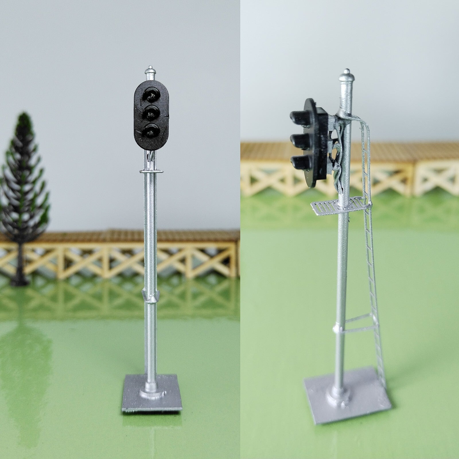 1 x HO scale model railroad 3 aspects block signal LED 3 colors silver #K03Sr