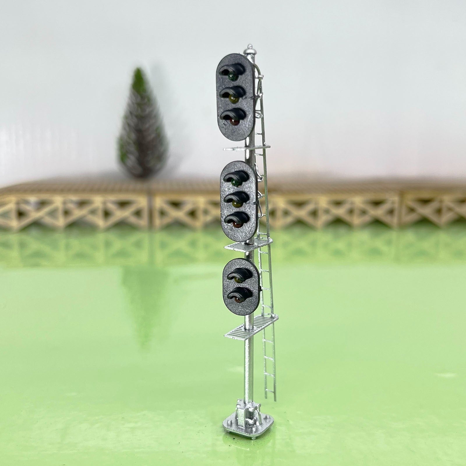 1 x HO scale model railroad block signal 3 heads distance metal #BS332skSL