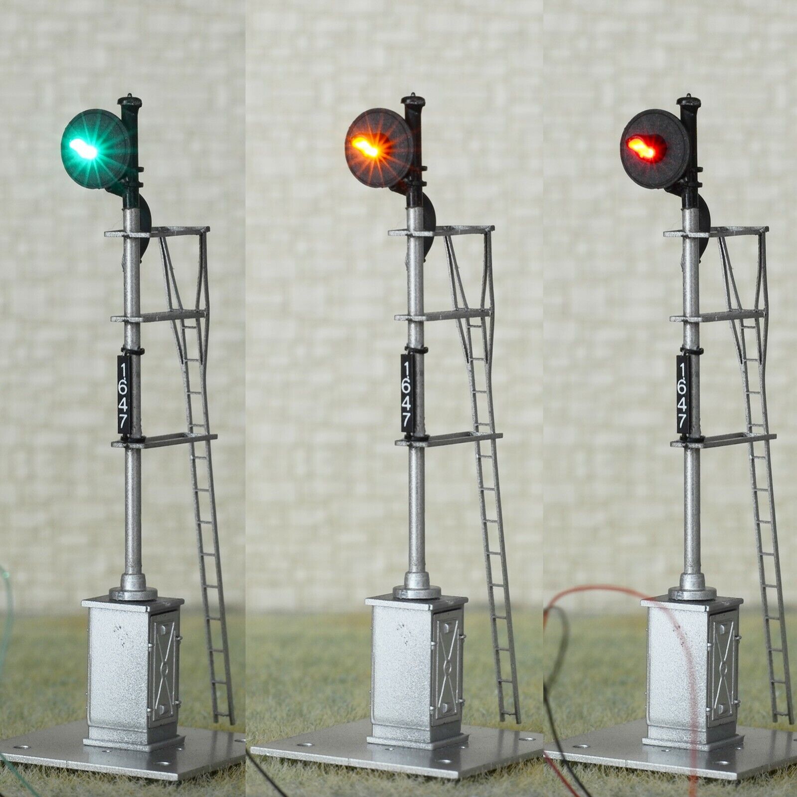 1 x HO scale model railroad tri-colors searchlight signal fine metal cabinet #04
